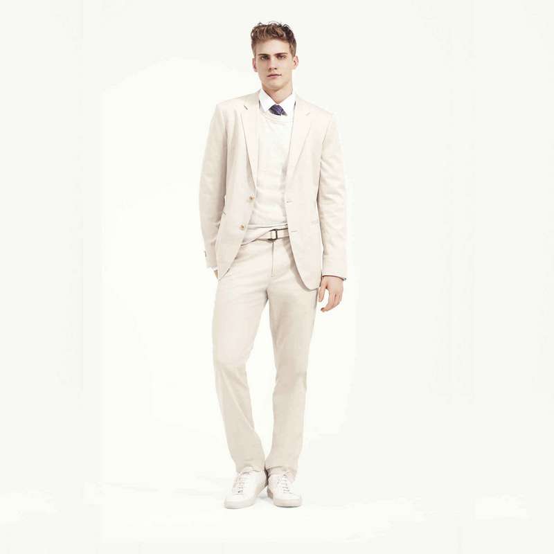 Front Rise Straight Leg Pants, Beige, large