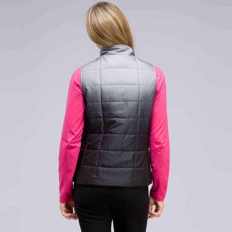 Mock Neck Quilted Vest, Black Multi, large