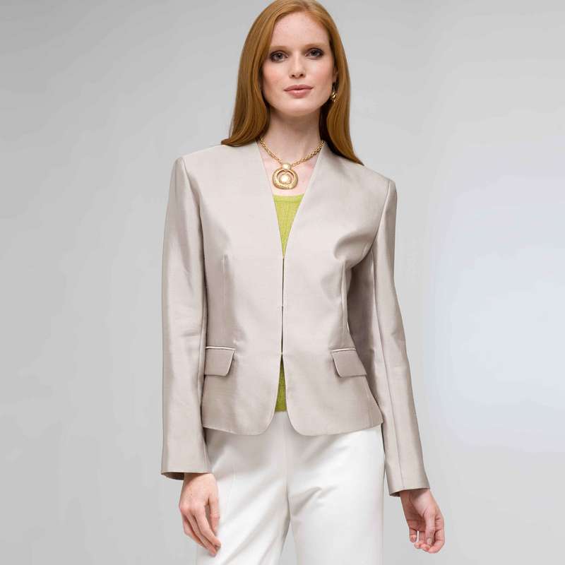 V-Neck Jacket, Stone, large