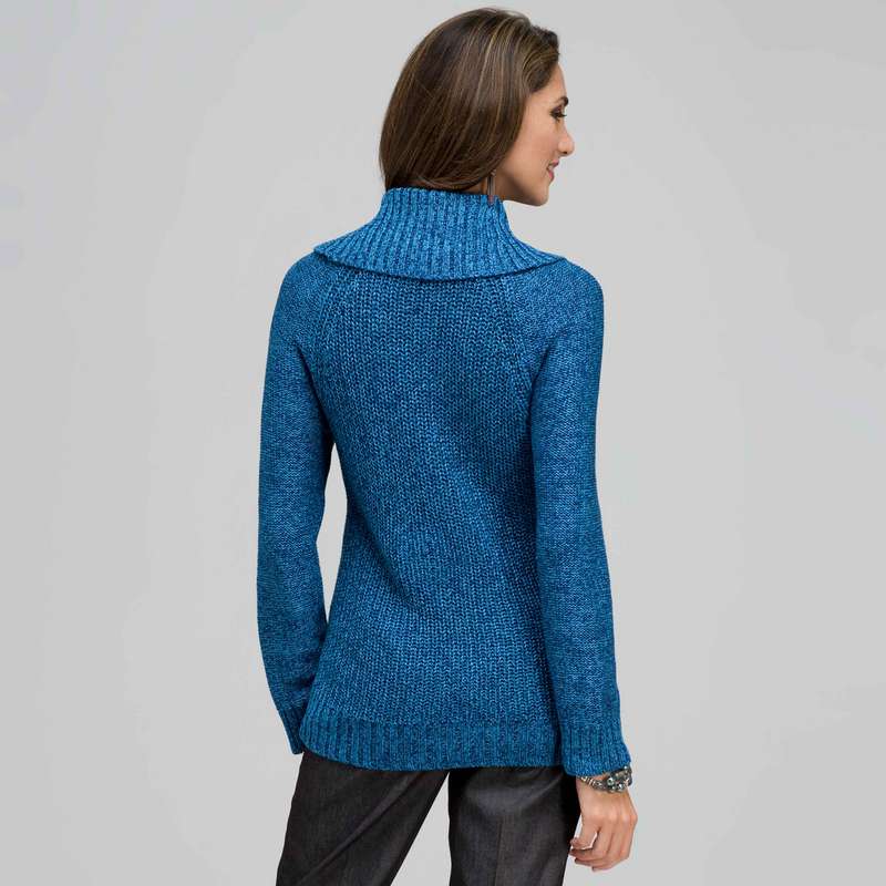 Cowl Neck Tweed Pullover Sweater, Royal Teal Multi, large