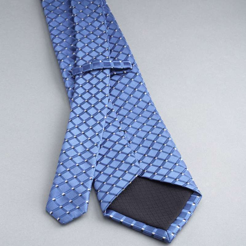 Checked Silk Tie, Cobalt, large